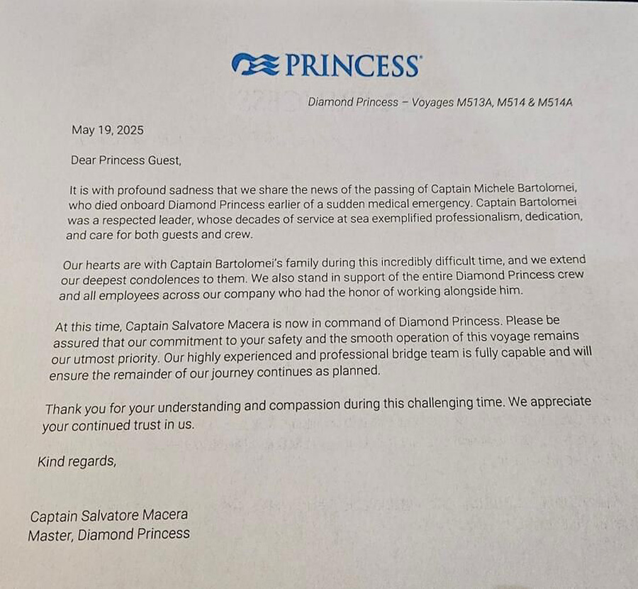 Princess Cruises Statement