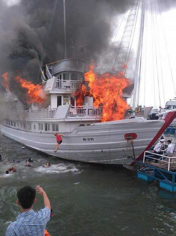 ship on fire